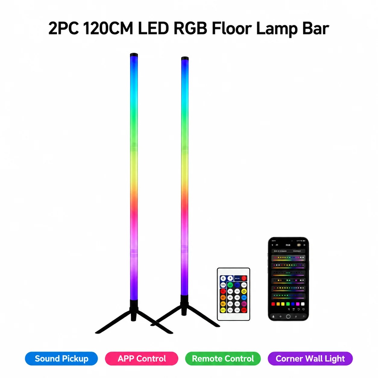 2 Adet 120CM RGB Yer Lambası,  - Esports & Gaming Optics Gmbh incelemesi ve fiyatı