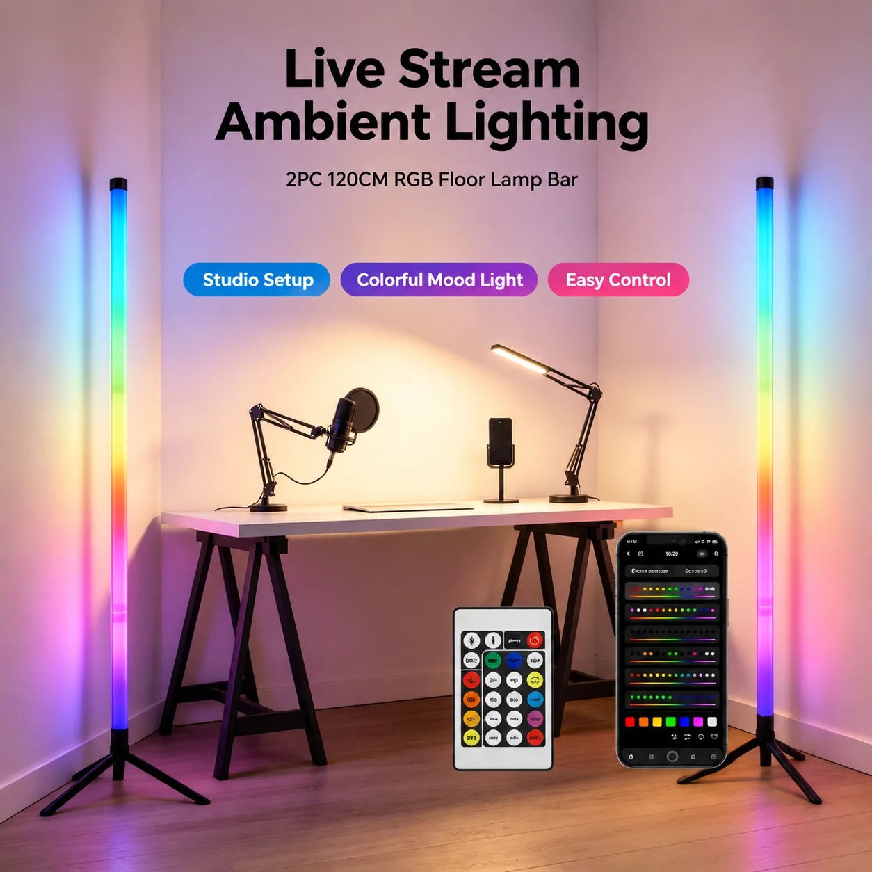 2 Adet 120CM RGB Yer Lambası,  - Esports & Gaming Optics Gmbh incelemesi ve fiyatı