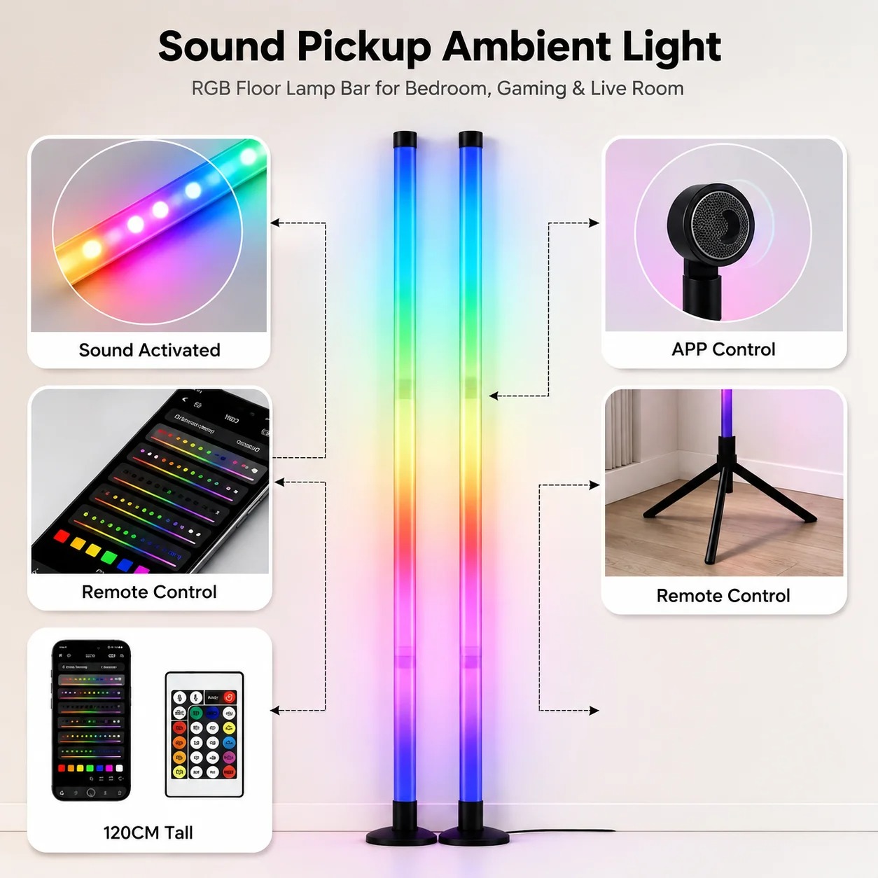 2 Adet 120CM RGB Yer Lambası,  - Esports & Gaming Optics Gmbh incelemesi ve fiyatı
